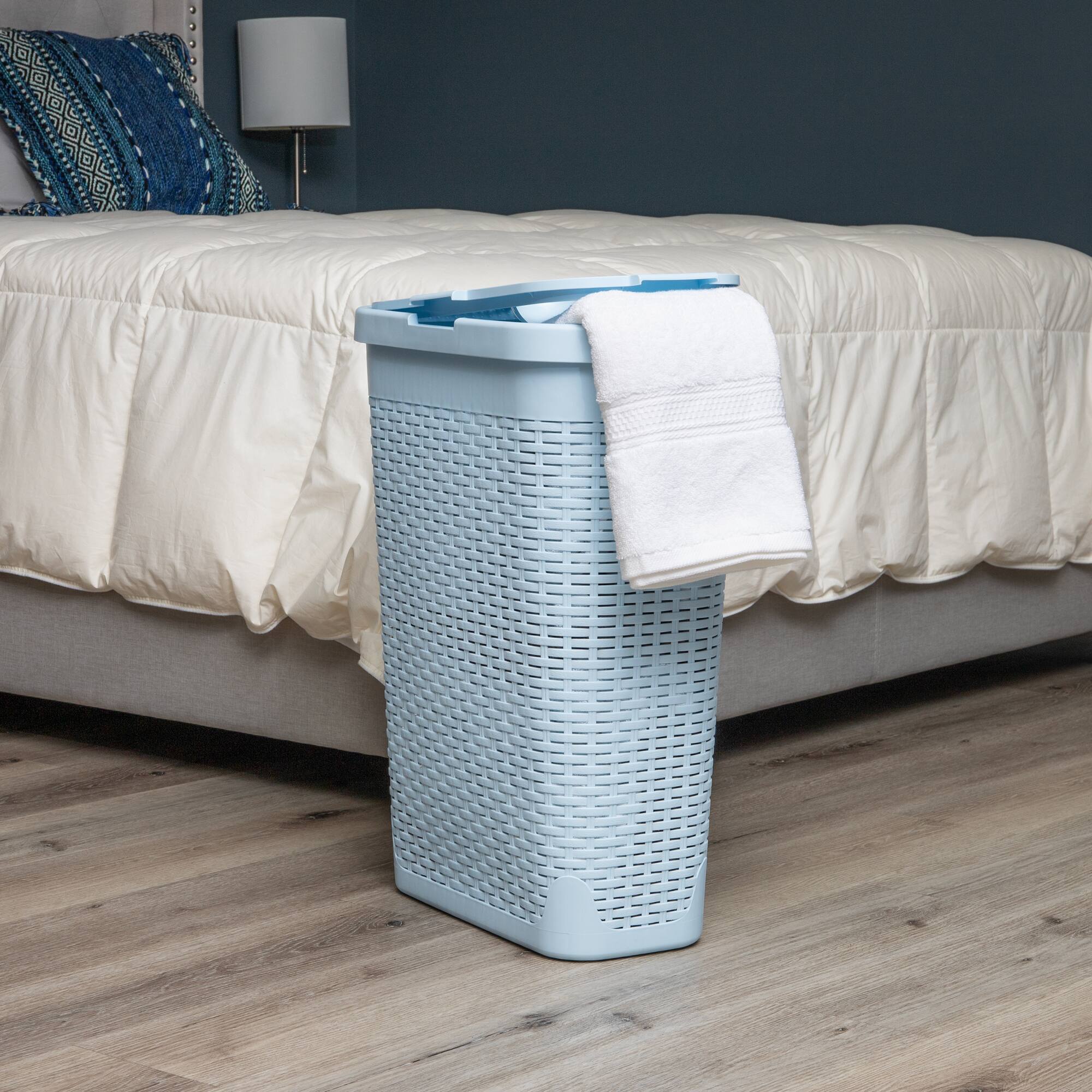 Mind Reader 40L Slim Plastic Wicker Laundry Hamper